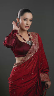 Gold Finish Kundan Polki & Grey Agate Bead Necklace