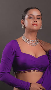 Gold Plated Kundan Polki Meenakari Layered Necklace