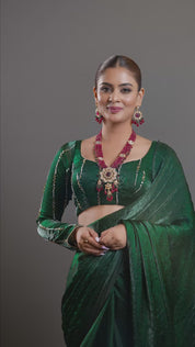 Ruby Pendant with Meenakari & Polki Multi Layered Necklace