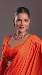 Micron Gold Polish Brass Zirconia Onyx Choker Necklace