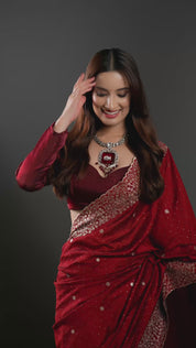 Victorian Maroon Stone with Elephant Embellished Kundan Necklace