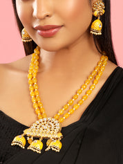 Beaded Bib Necklace with Gemstone