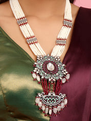 Beaded Bib Necklace with Gemstone