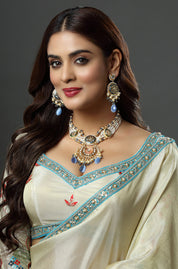 Meenakari Chandrika Blue Necklace