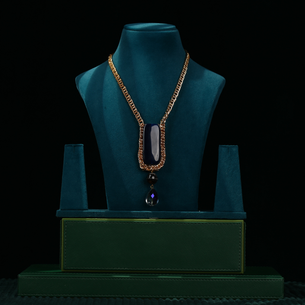 Gold Link Chain with Precious Stone