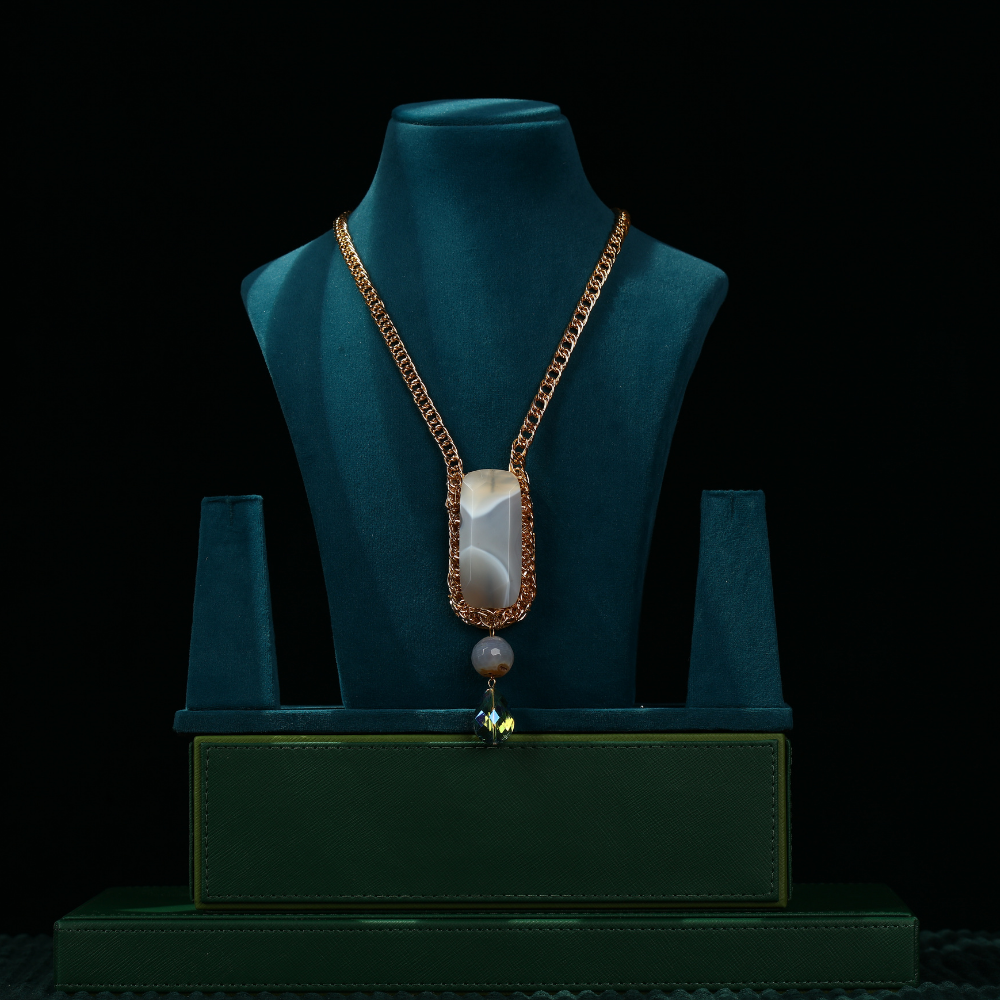 Gold Link Chain with Precious Stone