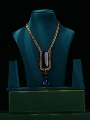 Gold Link Chain with Precious Stone