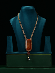 Gold Link Chain with Precious Stone