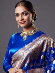 Pink & Blue Gold-Plated Kundan-studded & Beaded Choker Necklace
