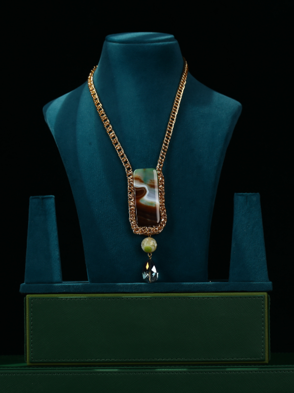 Gold Link Chain with Precious Stone