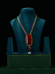 Gold Link Chain with Precious Stone