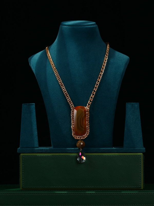 Gold Link Chain with Precious Stone