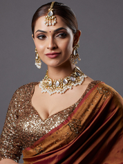 Kundan Polki Pearl Beads Necklace With Maang Tika