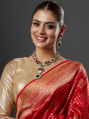 Gold Finish Kundan & Stone Meenakari Necklace