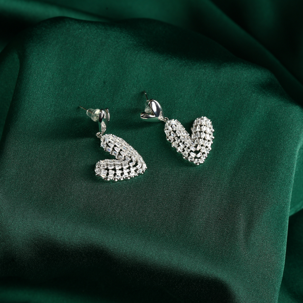 Diamond Studded Heart Shaped Earrings