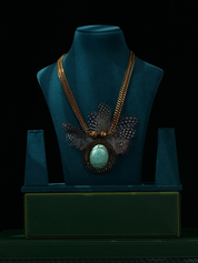 Unique Feathered Style Large Pendant Necklace