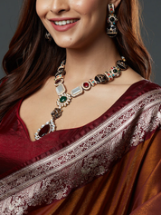 Gold Plated Multicolour Sabyasachi Inspired Necklace