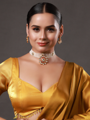 Classic Gold Plated Kundan Moissanite Choker Necklace