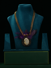 Unique Feathered Style Large Pendant Necklace