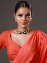 Black Rhodium Finish Kundan Choker Necklace