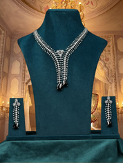 White Finish Zircon & Purple Stone Necklace