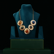 Semi-Precious Stone Choker Style Gold Plate Necklace