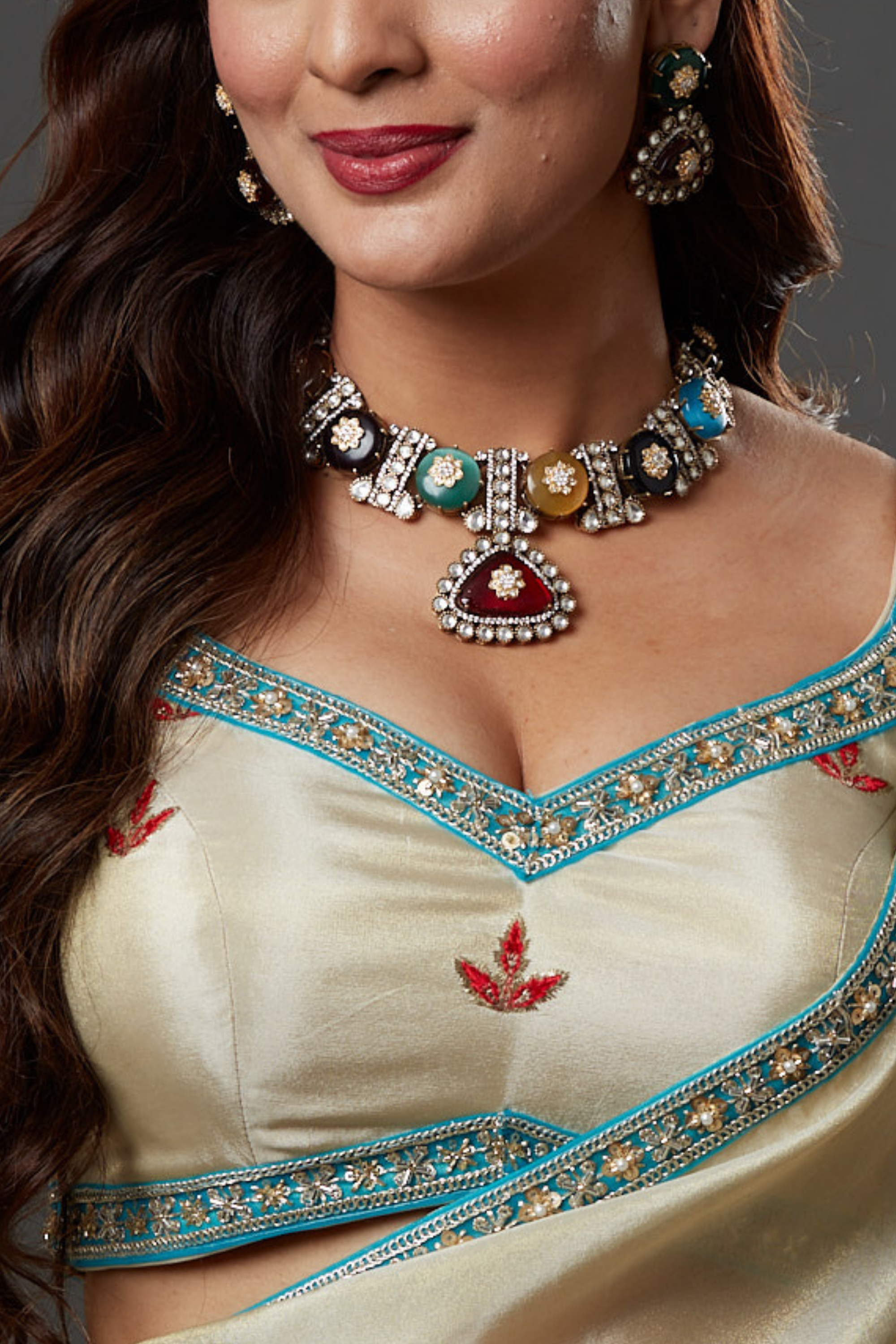 Multi Colour Kundan Choker Necklace