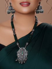 Devi Lakshmi Oxidized Necklace Set