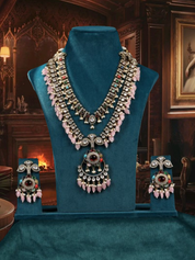 Pink-Coloured Kundan Studded Polki Necklace