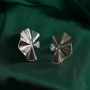 Vintage Mexico Sterling Silver Fan Clip Earrings