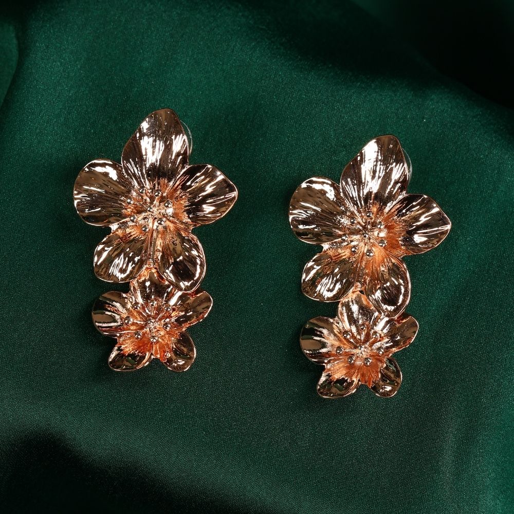 Retro Elegant Double-Layered Flower Earrings