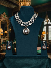 Gold Finish Multi-Colored Moissanite Kundan Layered Necklace