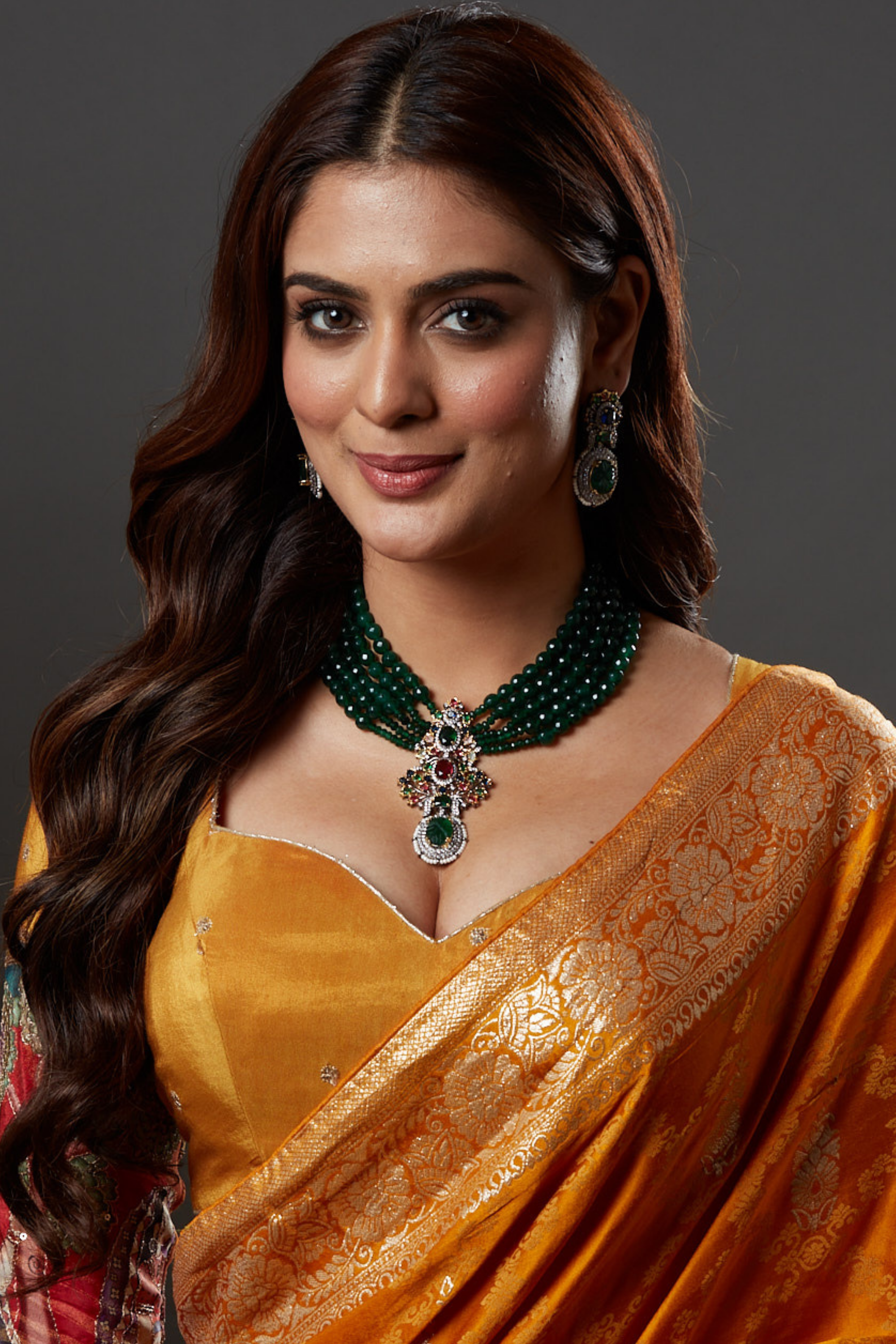 Emerald Green Rhodium Finish Zircon Mala Necklace