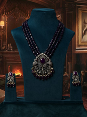 Royal Victorian Flower with Double Bird Pearl Mala Neckpiece