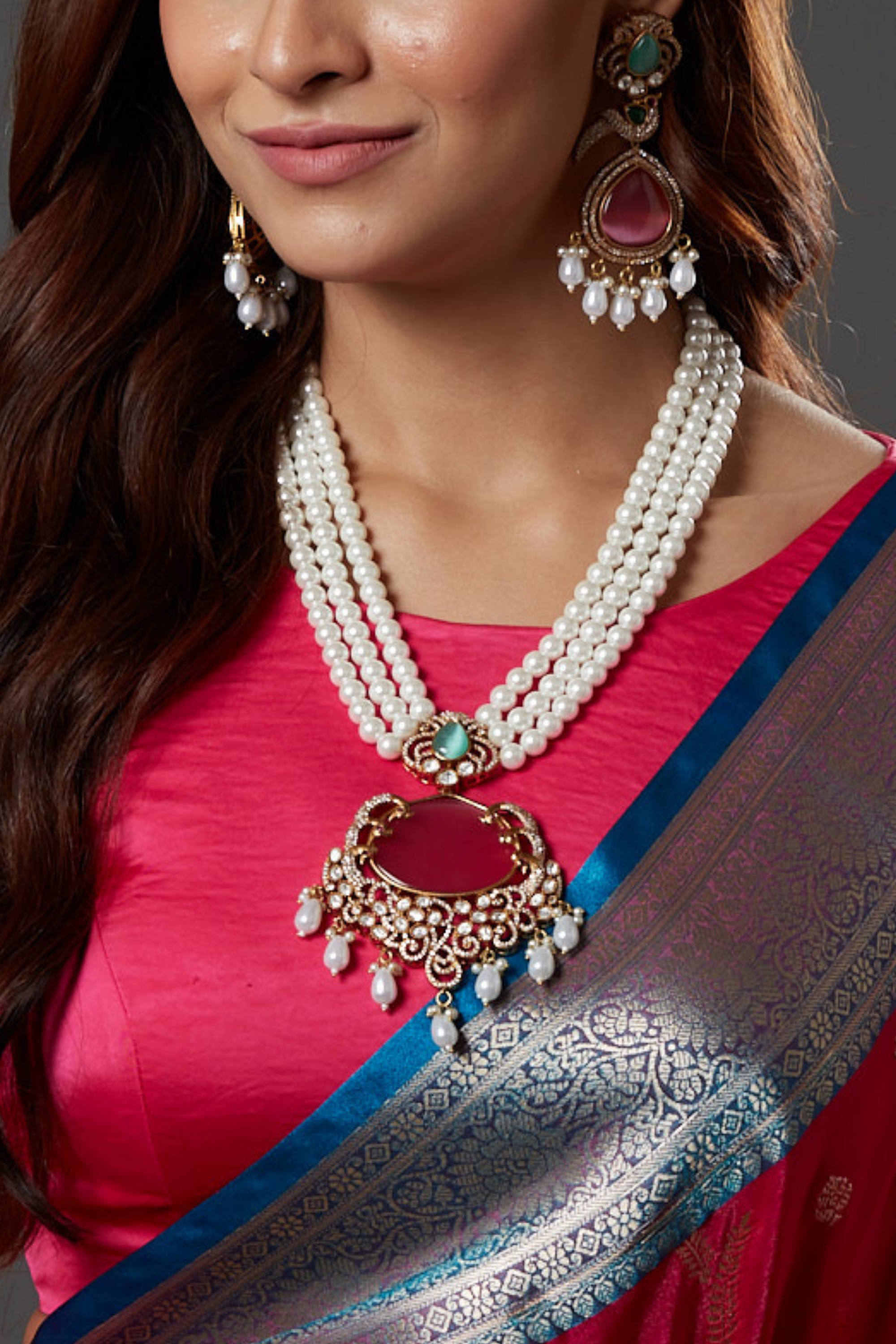Nartika Pota Stone And Pearl Long Necklace
