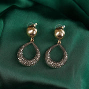 Gold-Plated Cubic Zirconia Teardrop Shaped Drop Earrings