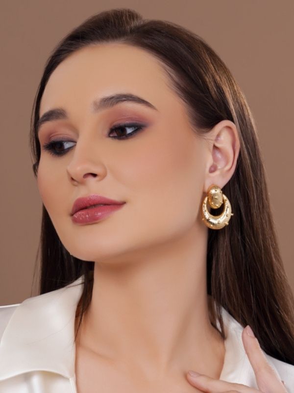 Stylish Gold Plated Hoop Earrings