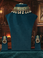 Mint Moissanite Polki Choker Necklace