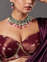 Moissanite Kundan Necklace in Victorian Polish