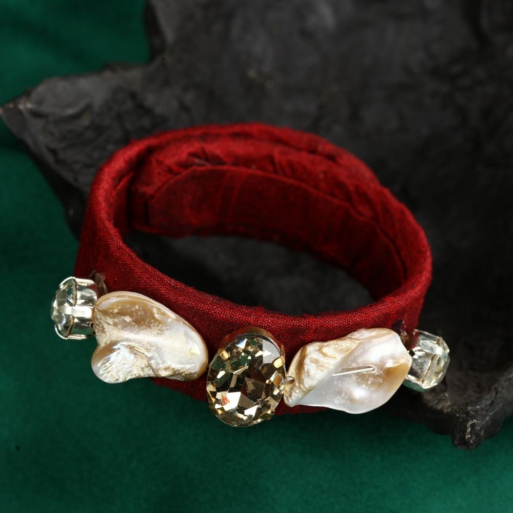 Velvet Kangan Diamond & Pearl Bracelet