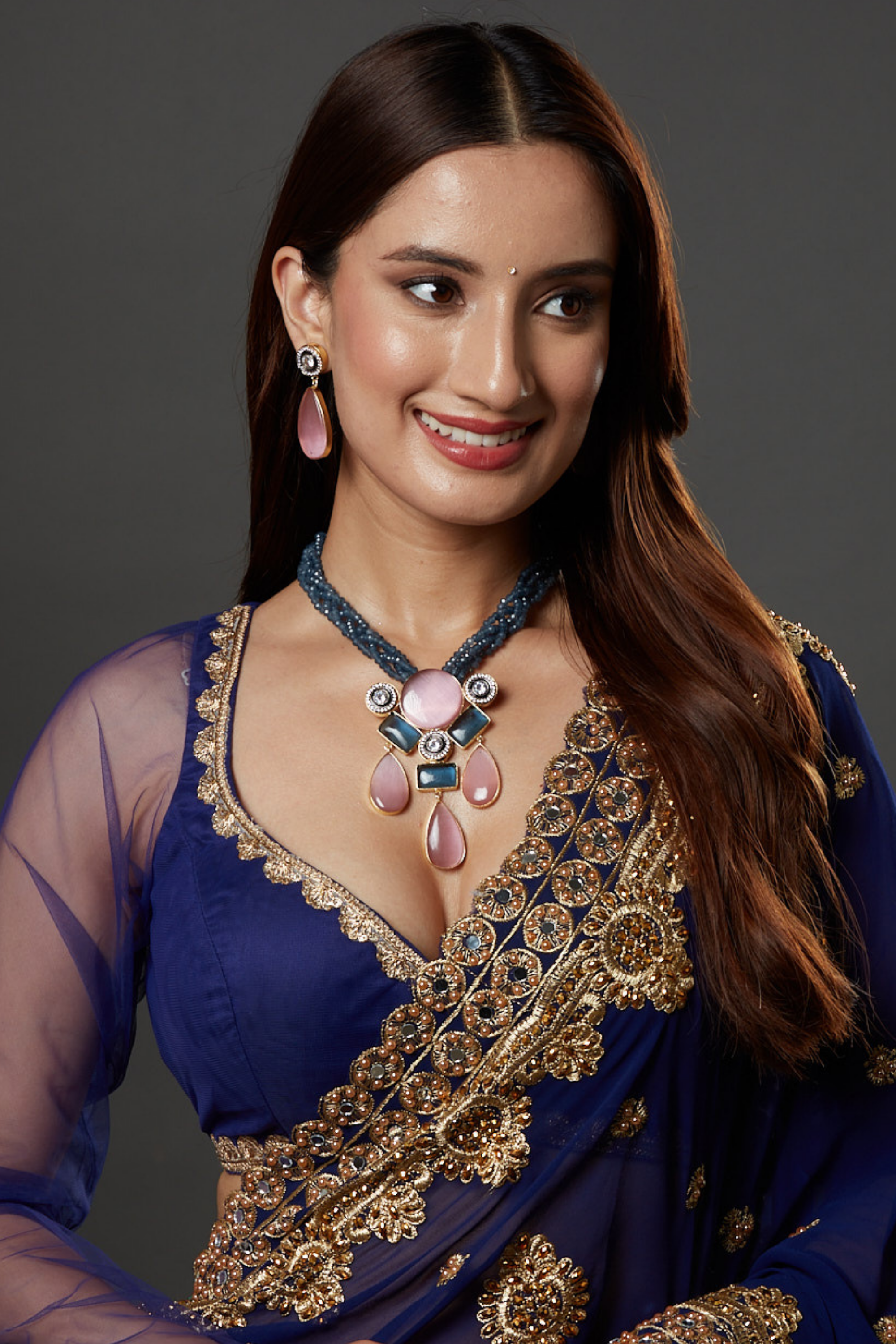 Tanzanite & Rose Pink Stone Necklace