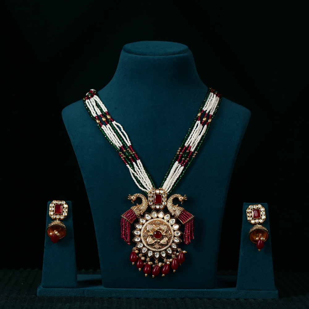 Rani Haar with Peacock Design Necklace Set