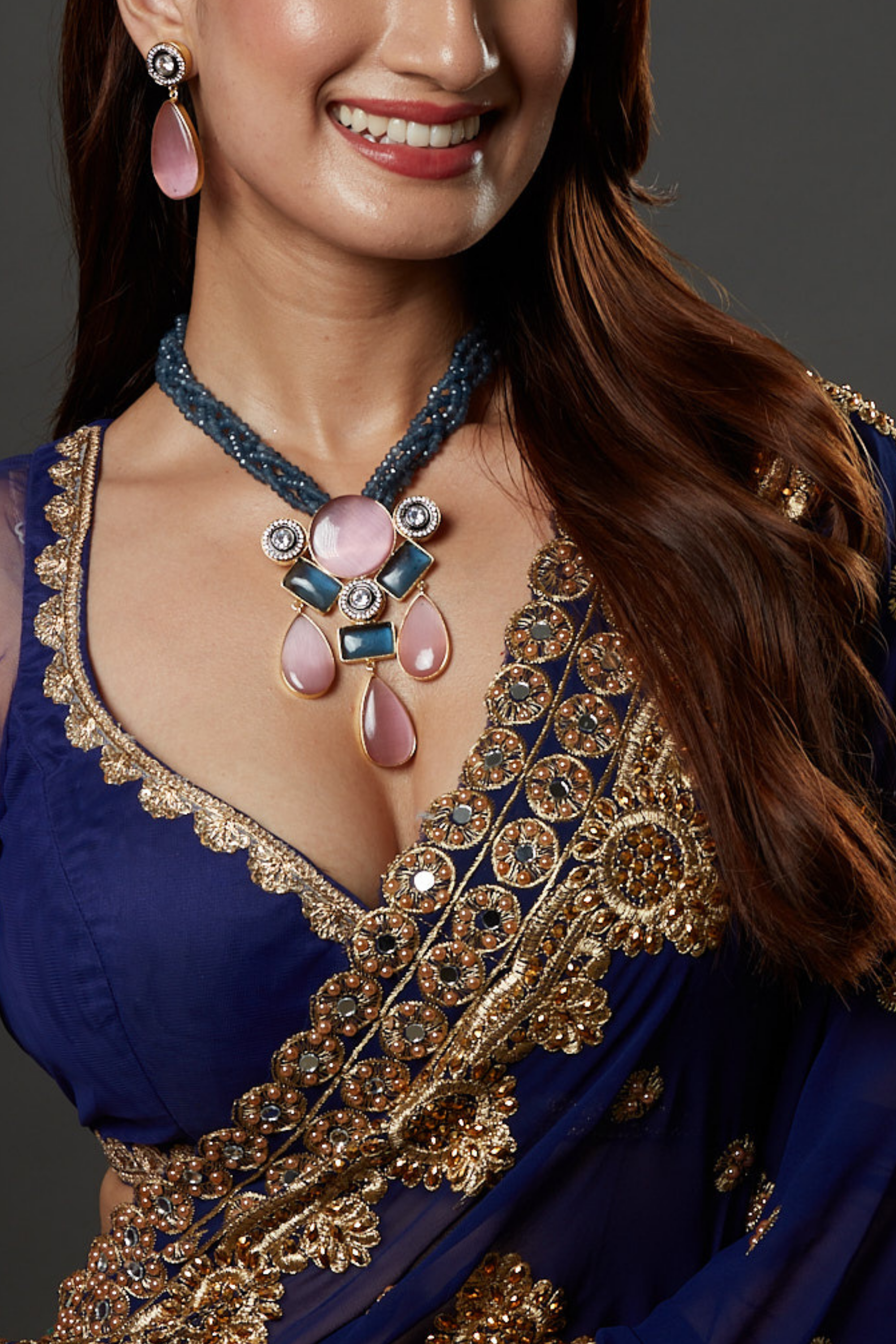Tanzanite & Rose Pink Stone Necklace