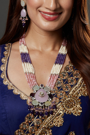 Pink Onyx Pendant With Beads Necklace