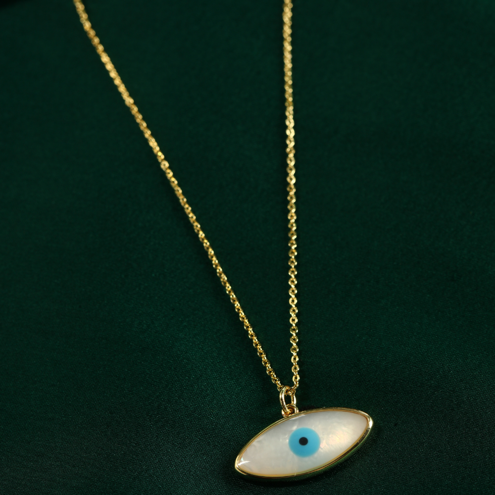 Big Evil Eye Pearl Pendant Necklace