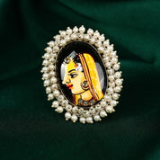 Hand Painted Radha Antique Oxidized Finger Ring