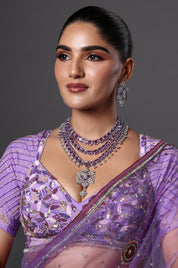 Lavender Royale Multi-Layer AD Stone Necklace Set