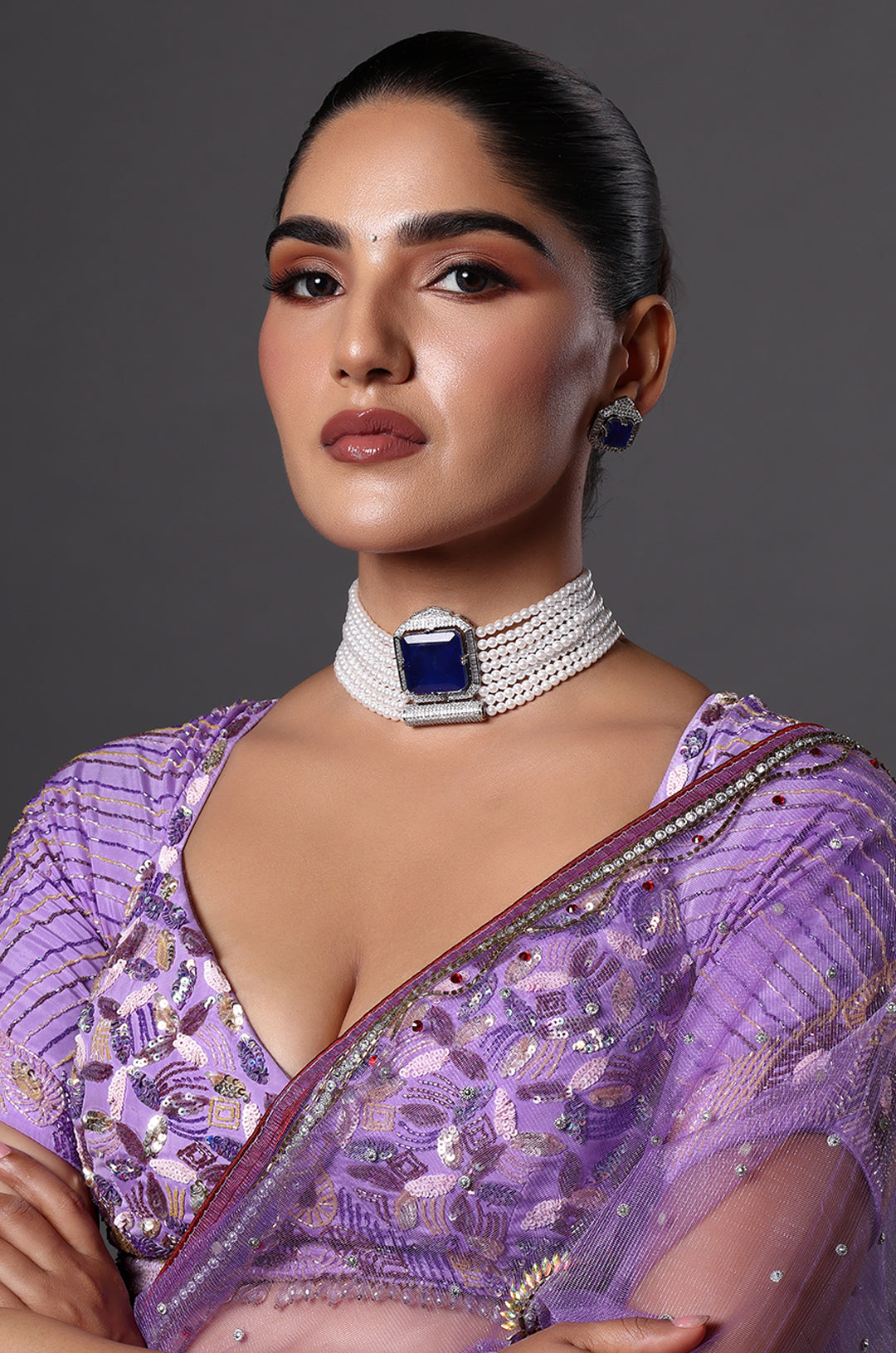 Regal Blue Sapphire & Pearl Choker