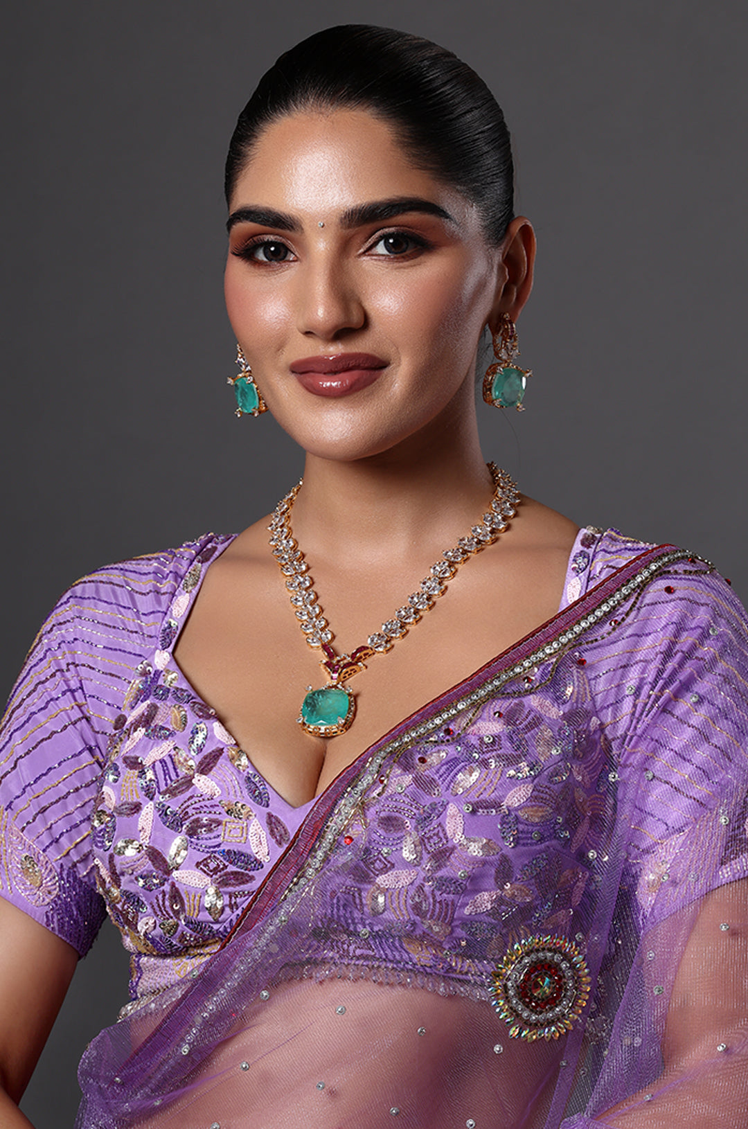 Elegant Amethyst & Diamond Layered Necklace Set for Special Occasions