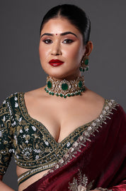 Vintage-Inspired Emerald & Diamond Necklace Set